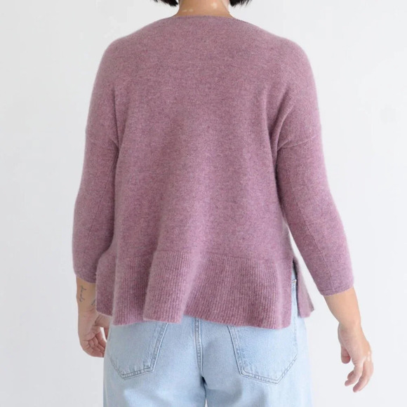Garnet Hill Purple Fine Knit Bell 100% Cashmere Peplum Lightweight Sweater XS - Picture 3 of 10